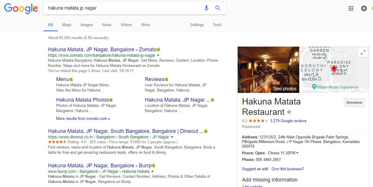 Google Business Listing Example